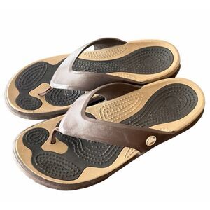 Crocs Athens Flip Flop Sandals Espresso Walnut Brown Tan Unisex Size12